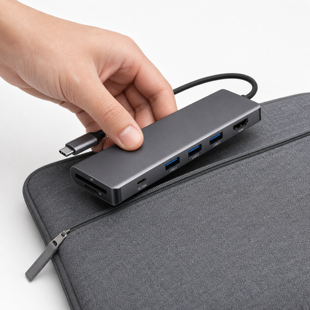 HubPro 7-in-1 USB-C Hub Adapter — 4K HDMI, 100W PD, USB 3.0 & SD/TF Card Reader
