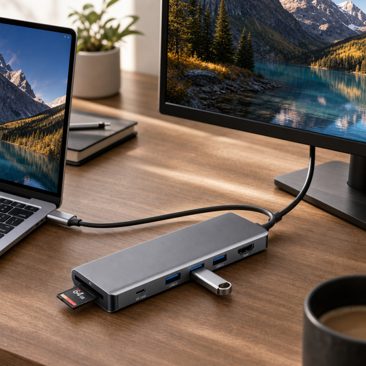 HubPro 7-in-1 USB-C Hub Adapter — 4K HDMI, 100W PD, USB 3.0 & SD/TF Card Reader