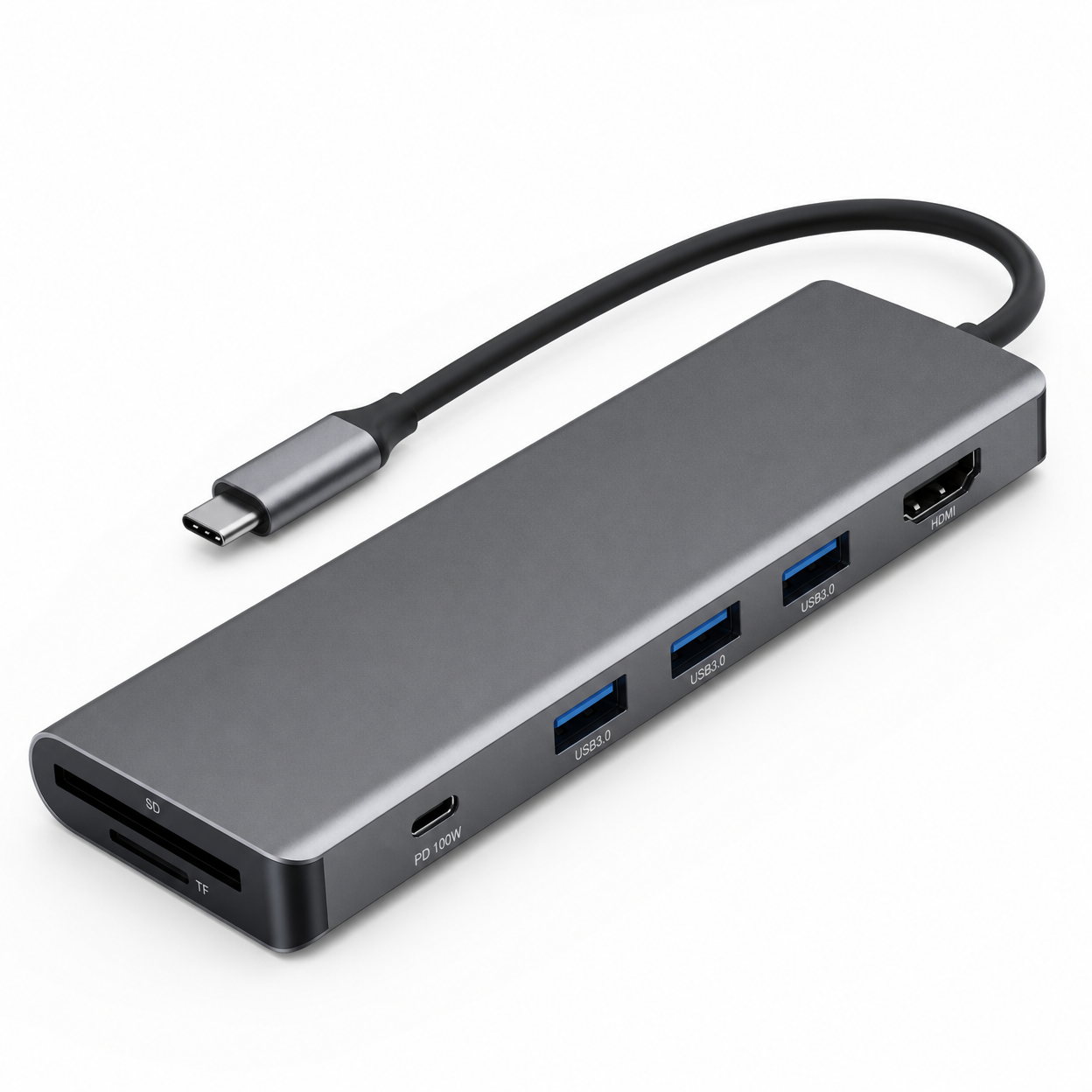 HubPro 7-in-1 USB-C Hub Adapter — 4K HDMI, 100W PD, USB 3.0 & SD/TF Card Reader