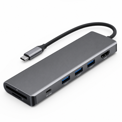 HubPro 7-in-1 USB-C Hub Adapter — 4K HDMI, 100W PD, USB 3.0 & SD/TF Card Reader