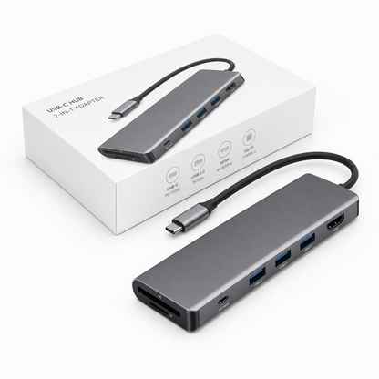HubPro 7-in-1 USB-C Hub Adapter — 4K HDMI, 100W PD, USB 3.0 & SD/TF Card Reader