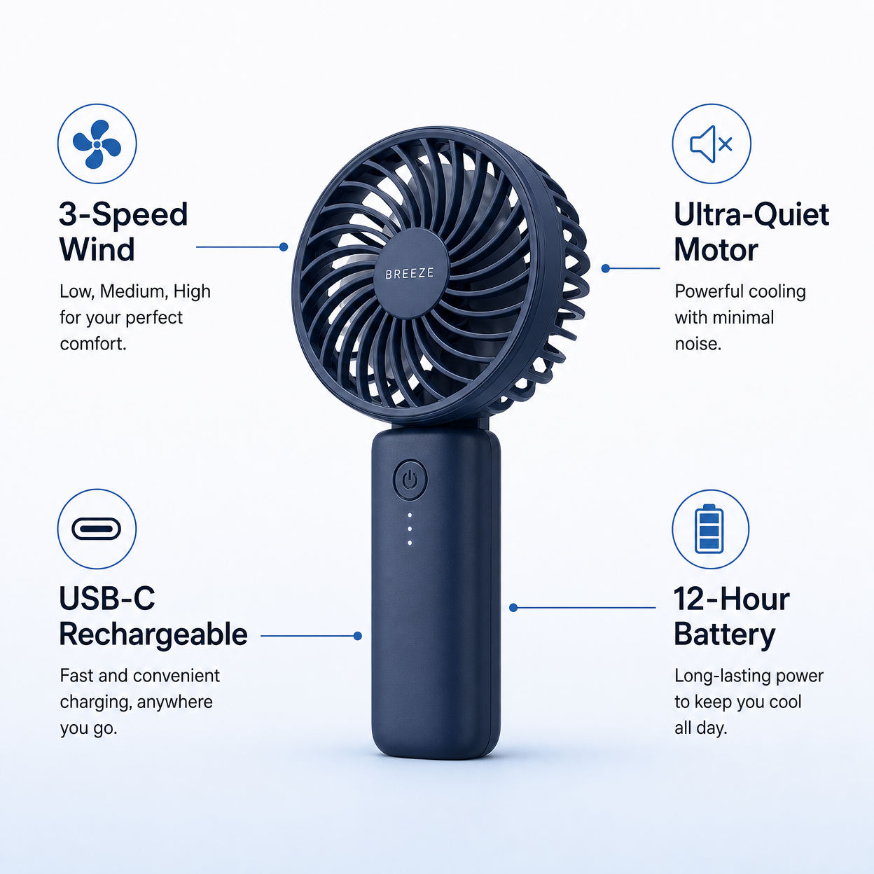 BreezeMate Portable Handheld Fan