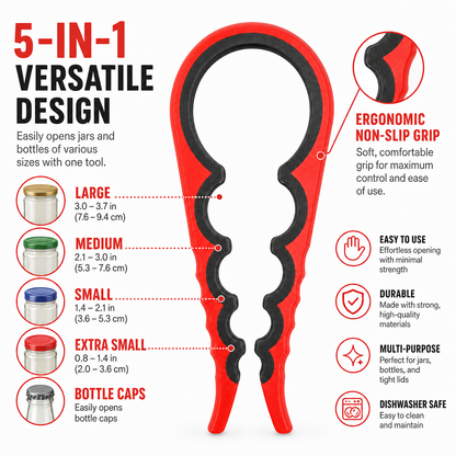 GripMaster Multi-Function Jar & Bottle Opener — Non-Slip Silicone Tool