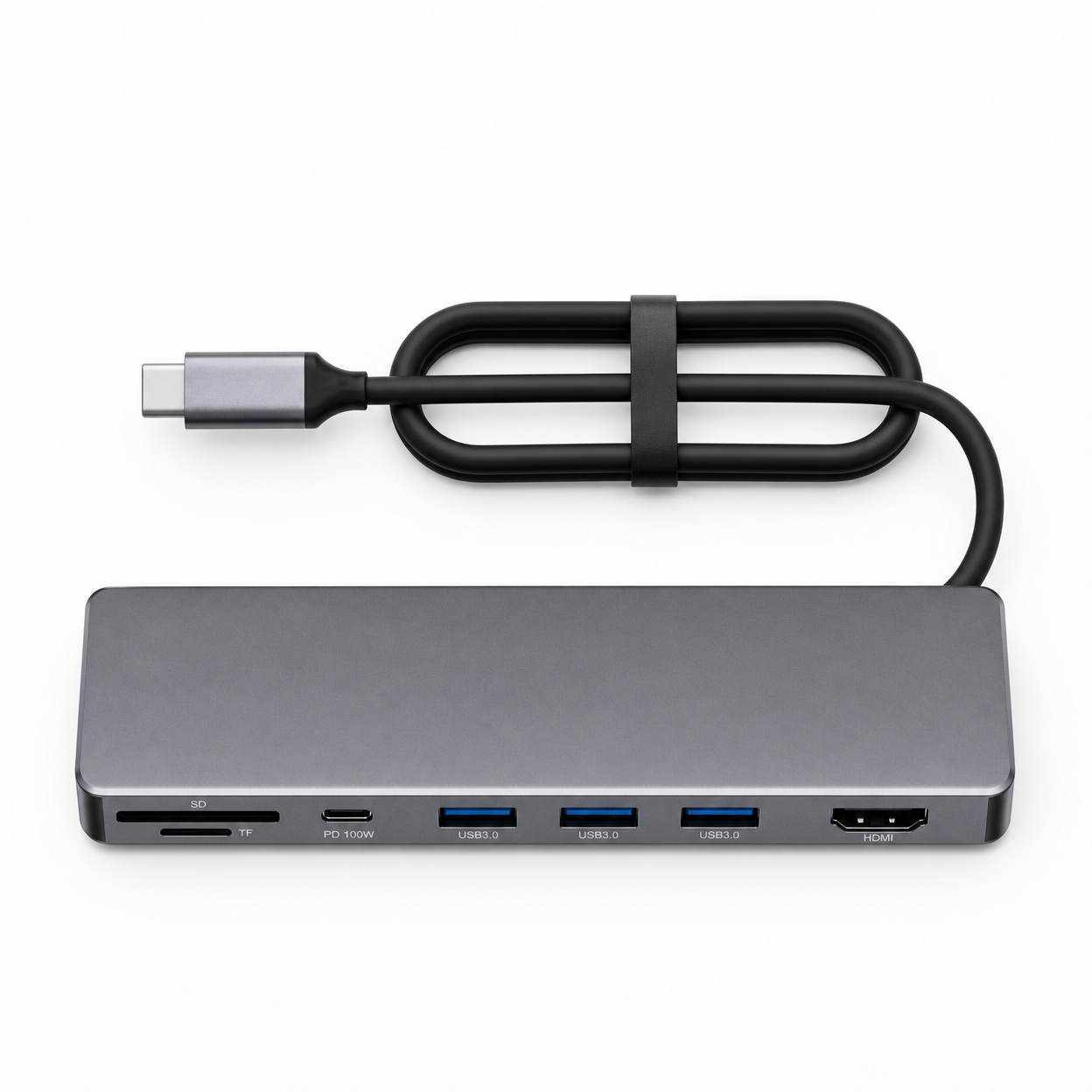 HubPro 7-in-1 USB-C Hub Adapter — 4K HDMI, 100W PD, USB 3.0 & SD/TF Card Reader